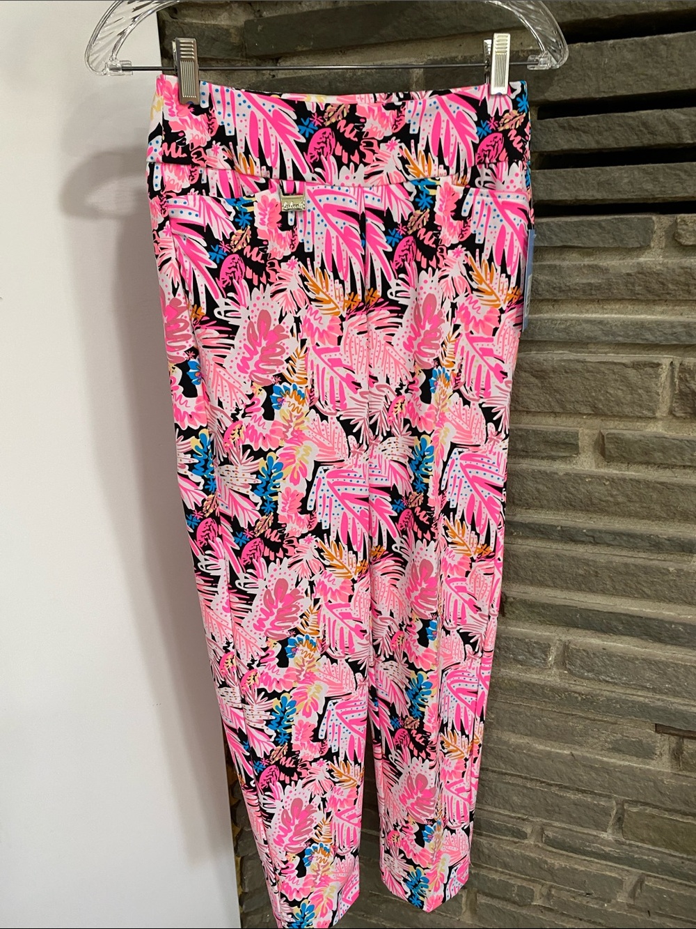 Lulu B stretch Tropical Print Pull-On Pants - Pink Multicolor 2 & 6 colorful